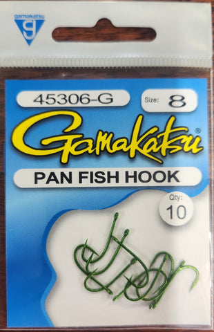 Gamakatsu Pan Fish Hook Pocket Pack Size 8, 10 Pcs