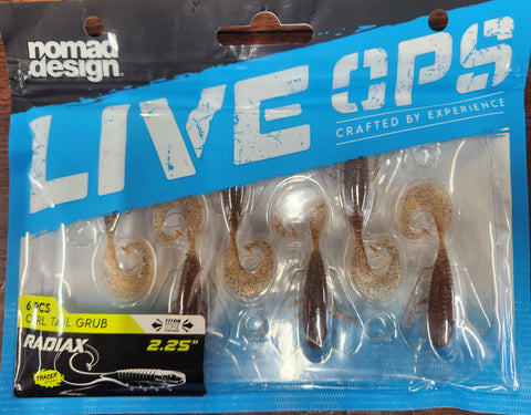 NOMAD Live Ops RADIAX Curl Tail Grub 2.25" Bloodworm