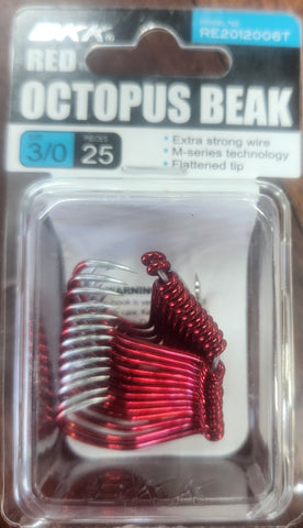 BKK Red Octopus Beak Hook Size: 3/0 Qty 25