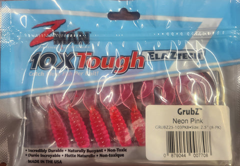 Zman Grubz Soft Plastic Lure - 3.5" Neon Pink