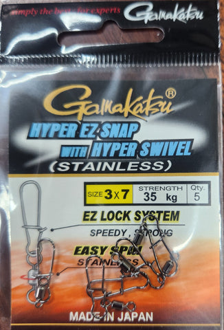 Gamakatsu Hyper Stainless EZ Snap Size 3 35kg 5pcs