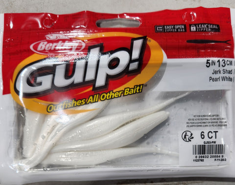 Berkley Gulp Jerk Shad 5" Soft Plastic PEARL WHITE