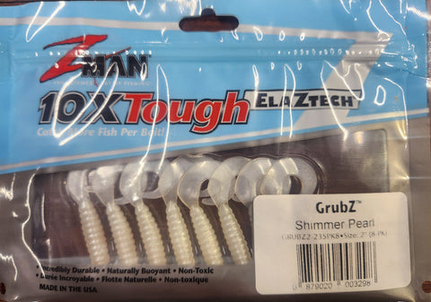 Zman Grubz Soft Plastic Lure - 2" Shimmer Pearl