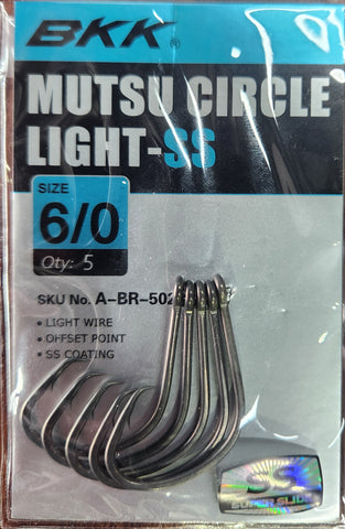 BKK Mutsu Circle Light SS Hooks Pocket Pack Size 6/0 Qty 5