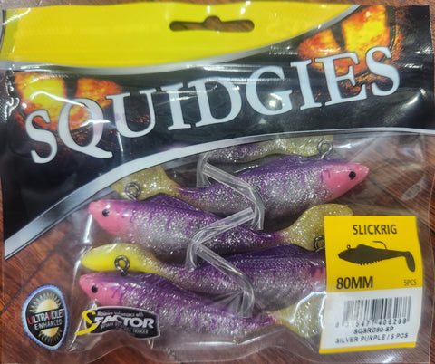 Squidgy Slickrig Light 80mm Soft Plastic - Silver Purple