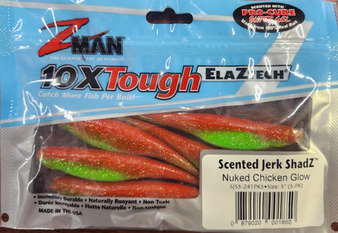 Zman Scented 5" Jerk Shadz Soft Plastic NUKED CHICKEN GLOW