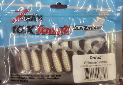 Zman Grubz Soft Plastic Lure - 2.5" Shimmer Pearl