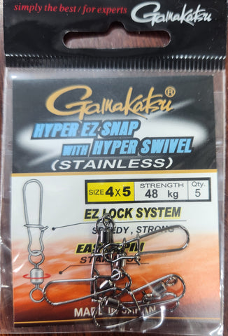 Gamakatsu Hyper Stainless EZ Snap Size 4 48kg 5pcs
