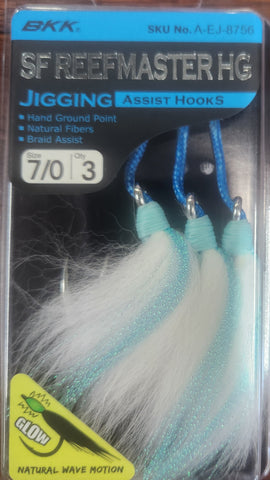 BKK SF REEFMASTER HG Jigging Assist Hooks with Glow Teasers 7/0, 4 Pcs