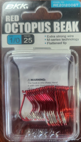 BKK Red Octopus Beak Hook Size: 4/0 Qty 25