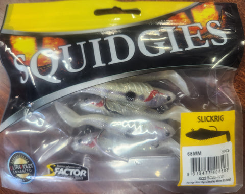 Squidgy Slickrig Light 65mm Soft Plastic - WHITEBAIT