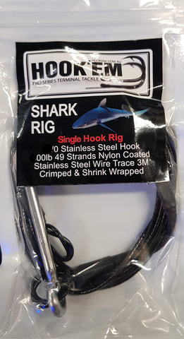 Hookem Shark Rig - Single Hook 10/0 300lb Wire