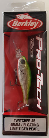 Berkley Pro Tech Twitcher 45 Floating Lure Lime Tiger Pearl 1546364