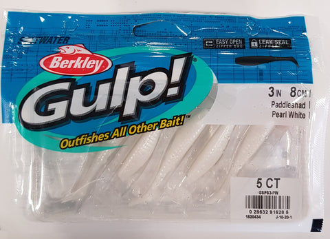 Berkley Gulp Soft Plastic Fishing Lure 3” 8cm Paddleshad Pearl White