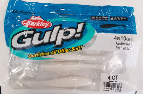 Berkley Gulp Soft Plastic Fishing Lure 4” 10cm Paddleshad Pearl White