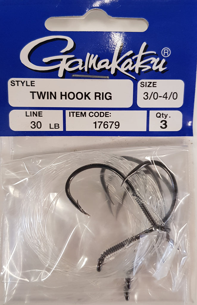 Gamakatsu 3/0-4/0 Twin Hook Rig 3 Per Pack – Mid Coast Fishing Bait & Tackle