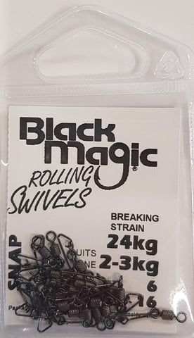 Black Magic Rolling Snap Swivel - Pocket Pack 2-3kg, 16 Pieces