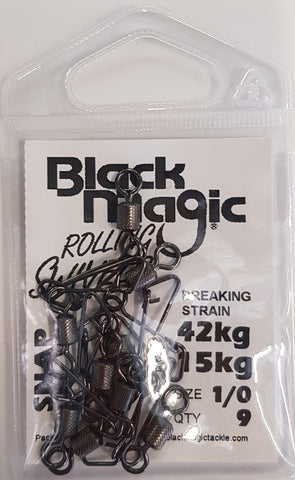 Black Magic Rolling Snap Swivel - Pocket Pack 15kg, 9 Pieces