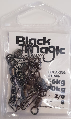 Black Magic Rolling Snap Swivel - Pocket Pack 20kg, 8 Pieces