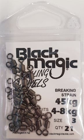 Black Magic Rolling Swivel - Pocket Pack 4-8kg, 21 Pieces