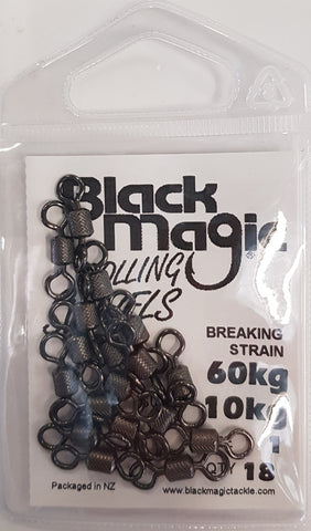 Black Magic Rolling Swivel - Pocket Pack 10kg, 18 Pieces