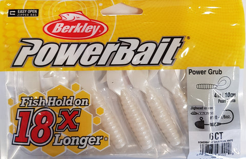 Berkley Powerbait Power Grub Soft Plastic 4" Pearl White 1552977