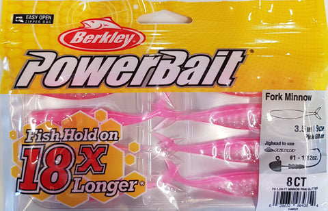 Berkley Powerbait 3.5" Fork Minnow Pink Glitter 1548321