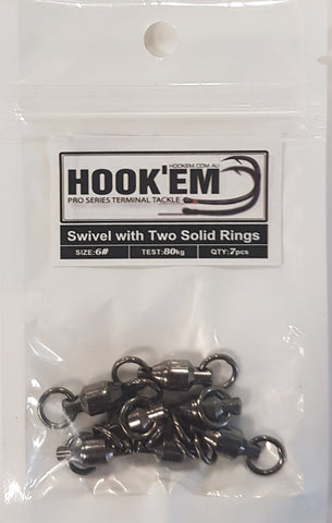 HookEm  Swivel With Two Solid Rings Size 6 80kg 7 pcs