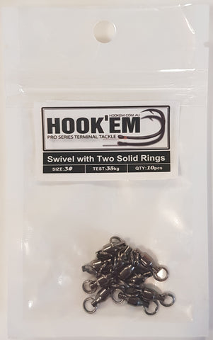 HookEm  Swivel With Two Solid Rings Size 3 35kg 10 pcs