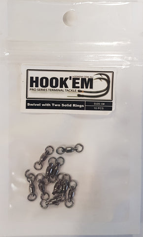 HookEm  Swivel With Two Solid Rings Size 0 10 pcs