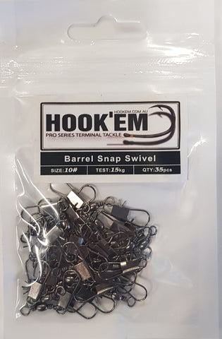HookEm Barrel Snap Swivel Size 10 15kg 35pcs