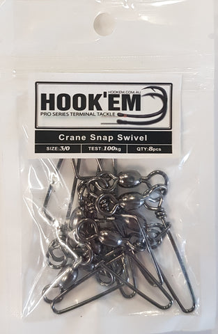 HookEm  Crane Snap Swivel Size 3/0 100kg 8 pcs