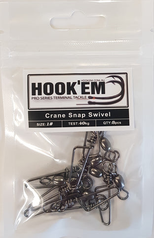HookEm  Crane Snap Swivel Size 1 40kg 8 pcs