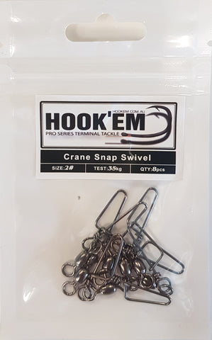 HookEm  Crane Snap Swivel Size 2 35kg 8 pcs