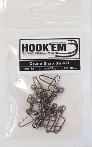 HookEm  Crane Snap Swivel Size 4 22kg 10 pcs