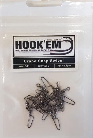 HookEm  Crane Snap Swivel Size 8 8kg 12 pcs