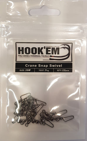 HookEm  Crane Snap Swivel Size 10 7kg 12 pcs