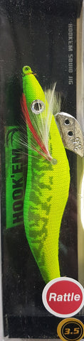HookEm 3.5 Green/Yellow  Squid Jig