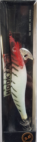 HookEm 3.0 White/Red  Squid Jig
