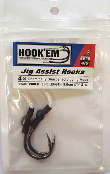 HookEm Jig Assist Hooks Size# 4/0 2 pcs – Mid Coast Fishing Bait & Tackle