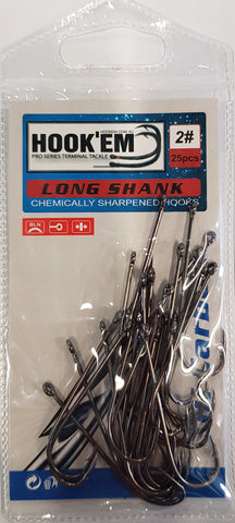 HookEm Long Shank Carbon Steel Hook Size# 2 25pcs