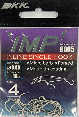 BKK IMP Inline Single Hook Size 4 10pcs