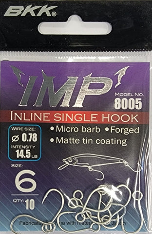 BKK IMP Inline Single Hook Size 6 10pcs