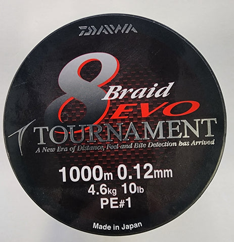 Daiwa Tournament 8 Evo Fishing Braid 10lb PE #1, 1000m Multi Colour