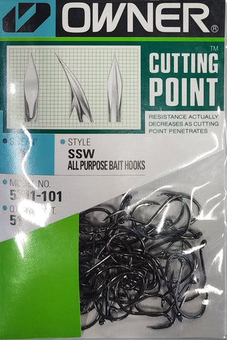 Owner Cutting Point SSW All Purpose Bait Hook Size#1  51pcs