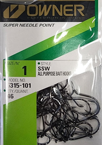 Owner Super Needle Point SSW All Purpose Bait Hook Size#1  46pcs