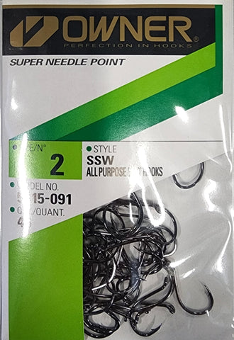 Owner Super Needle Point SSW All Purpose Bait Hook Size#2  46pcs