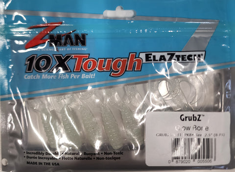 Zman Grubz Soft Plastic Lure - 2.5" Glow Bone