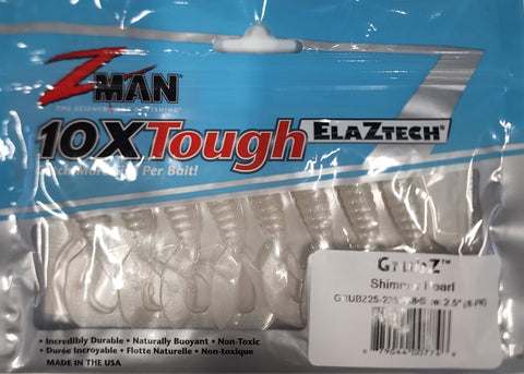 Zman Grubz Soft Plastic Lure - 2.5" Shimmer Pearl