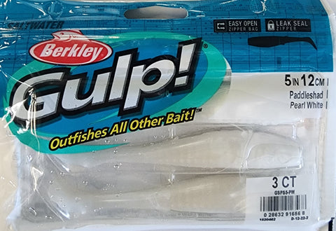 Berkley Gulp Soft Plastic Fishing Lure 5” 12cm Paddleshad Pearl White